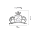 Spilla a corona d'argento con strass e perle, dimensioni di 4,0 cm per 3,2 cm - Stile Corona 1 (Argento)
