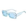 Fashionable retro square frame sunglasses in transparent light blue jelly finish - Transparent Blue Frame Blue Lens