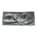 Gray velvet twist headband for women with a glossy finish and a central cross knot - Gray
