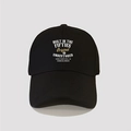 Classic black washed baseball cap with vintage fifties slogan print and 6-panel design - One Size / Black