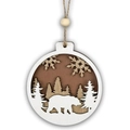 Detailed multi-layered wooden Christmas ornament with a white bear and forest scene - Bear (JM01992)