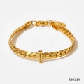Bracciale a catena serpente dorata con ciondolo rettangolare e pietre nere - Bracciale in oro con pietra nera (SBK114)