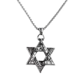 Halskette mit Davidstern-Anhänger in Altsilber und keltischen Knotenmustern - Hexagramm-Stil