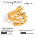 Polished golden multi-layer spiral stainless steel open ring with adjustable sizing - Spiral Wrap Style (JDRW2408021)