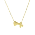18k gold plated brass necklace with heart and petal bubble pendant charms - Necklace - Letter X