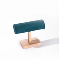 Espositore per gioielli a T in velluto verde scuro con base in legno per bracciali - Verde Scuro