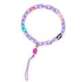 Detail of purple resin link phone lanyard with colorful oval chains and matte bead - SL1854-Purple Pink Blue Black Mixed