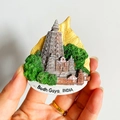 3D souvenir fridge magnet of Bodh Gaya India temple and Bodhi tree design - (33) Bodh Gaya India