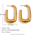 U-shaped hollow earrings in 18K gold plated stainless steel with hammered texture - Hollow Trapezoid Geometric Open Hoop Earrings - Gold