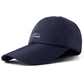 Navy blue quick-dry baseball cap with extended brim and laser-cut vents for outdoor sports - Adjustable / Navy Blue