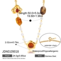 Collier vintage en acier inoxydable avec pendentif fleur en résine et perles - Style Fleur et Perle (JDN0109018)