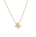Classic 18k gold letter W pendant necklace with pavé-set zircons on white background - Letter W