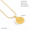 Gold plated stainless steel star pendant necklace with cubic zirconia on snake chain - Sunburst Disc Pendant (ZYG1609)