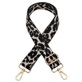 Detail of adjustable leopard print bag strap with high-quality gold metal hooks - Khaki Leopard