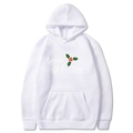 White Christmas hoodie for men and women featuring Merry Christmas print and holly pattern - S / White