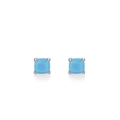 S925 sterling silver stud earrings with square turquoise stones in a minimalist setting - December-ED3488G / 925 Silver