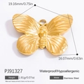 Polished 18k gold butterfly pendant in stainless steel for DIY jewelry making - PJ91327-Textured Butterfly