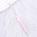 Pink telescopic beadable pen with bow print and diamond lattice pattern decoration - 65-Pink Bow