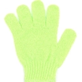 Exfoliating bath glove in vibrant neon green with textured nylon fiber and ribbed cuff - Green