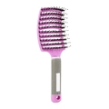 Spazzola curva rosa con setole di cinghiale e impugnatura ergonomica in gomma - Rosa Setole di Cinghiale Spazzola Curva