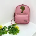 Mini sac à dos en cuir PU rose pour femme avec un écusson d'arbre brodé élégant - Rose