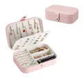 Portable cherry blossom pink double layer jewelry box with velvet lining and compartments - 16*11*5cm / Sakura Pink