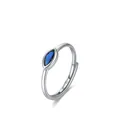 Minimalist S925 sterling silver open ring featuring a marquise-cut blue sapphire stone - Adjustable Open / Silver-Blue Zirconia