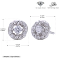 Detalle de pendientes de plata S925 con circonitas 5A y medidas detalladas - Plata 925 / Plata 925 chapada en oro blanco