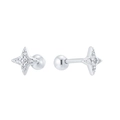 Boucles d'oreilles étoile en argent S925 avec zircons blancs et fermoir à vis boule - Argent S925 Plaqué Or 14K / Argenté