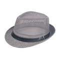 Grey breathable mesh fedora hat for men with black leather band and silver buckle - Gray