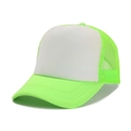 Detail of neon green trucker hat with white foam front and mesh back panel - One Size / Neon Green + White