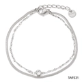Zweilagiges Schlangenketten-Armband aus Edelstahl in Silber mit runden Zirkonia-Steinen - Silber (SAP331)