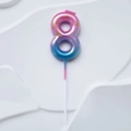 Number 8 birthday candle in pink-blue gradient with golden spots and plastic pick - Pink Lake Blue Gradient Number 8 Candle