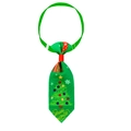 Green Christmas pet necktie with tree patterns and Merry Christmas text print - Green Christmas Tree Snowflake