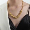 Collana barocca in ottone dorato con sfere a spirale e trama a costine rifinita - Componenti sferici a spirale / Oro (P1776)