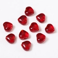 Set of 10 red transparent heart-shaped glass beads for DIY jewelry making and crafts - 6mm/20Pcs / True Red
