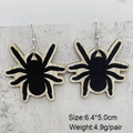 Macro shot of Halloween spider drop earrings with size 6.4x5.0cm and 4.9g weight data - Black Spider