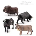 Detailed set of 4 realistic muskox and cattle farm animal figurines made of PVC - Cattle Model Set