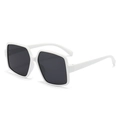 Oversized rectangular sunglasses with chunky white frames and dark grey lenses for fashion - One Size / White Frame Dark Grey Lens