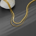 Collana a doppio strato in acciaio al titanio dorato con catena piatta e a corda - Doppio Strato (Catena a Serpente + Corda) / Oro