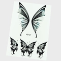 Black and white butterfly temporary face tattoo sticker in artistic sketch style - K8127-Black White Butterfly Wings (Bare Sheet)
