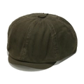 Vintage dark olive green newsboy cap in canvas fabric with decorative top button - M(56-58cm) / Army Green