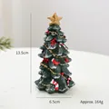 Miniature green resin Christmas tree with gold star and candy canes, 13.5cm high - Medium (13.5cm/164g)