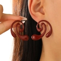 Vintage style geometric swirl stud earrings in deep burgundy red for women - Deep Red Vortex Abstract Shape (DZ-214)