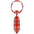 Red Christmas plaid pet bowtie with green and white stripes and adjustable strap - Red Green White Scottish Twill (NT269-12)