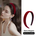 Elegant deep red velvet wide headband with soft matte texture for women - Wide Border Velvet Style / Retro Copper