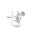 Silver F136 titanium leaf labret stud with marquise-cut zircons for cartilage piercing - 8# Style (Leaf) / Silver