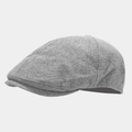 Detalle de gorra de vendedor de periódicos en lino gris claro con textura fina - Ajustable / Gris