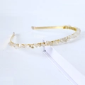 Handmade headband with clear natural crystal stones on a gold metal base crown - Single Row / Clear Quartz - Single Row