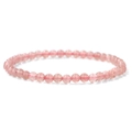 4mm pink strawberry quartz beaded bracelet with translucent natural mineral stones - Strawberry Quartz